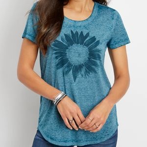 Maurices Teal Graphic Sunflower Tee